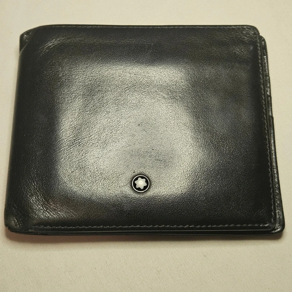 Montblanc Bifold Wallet Mens OS Black Leather ID Window Luxury Designer